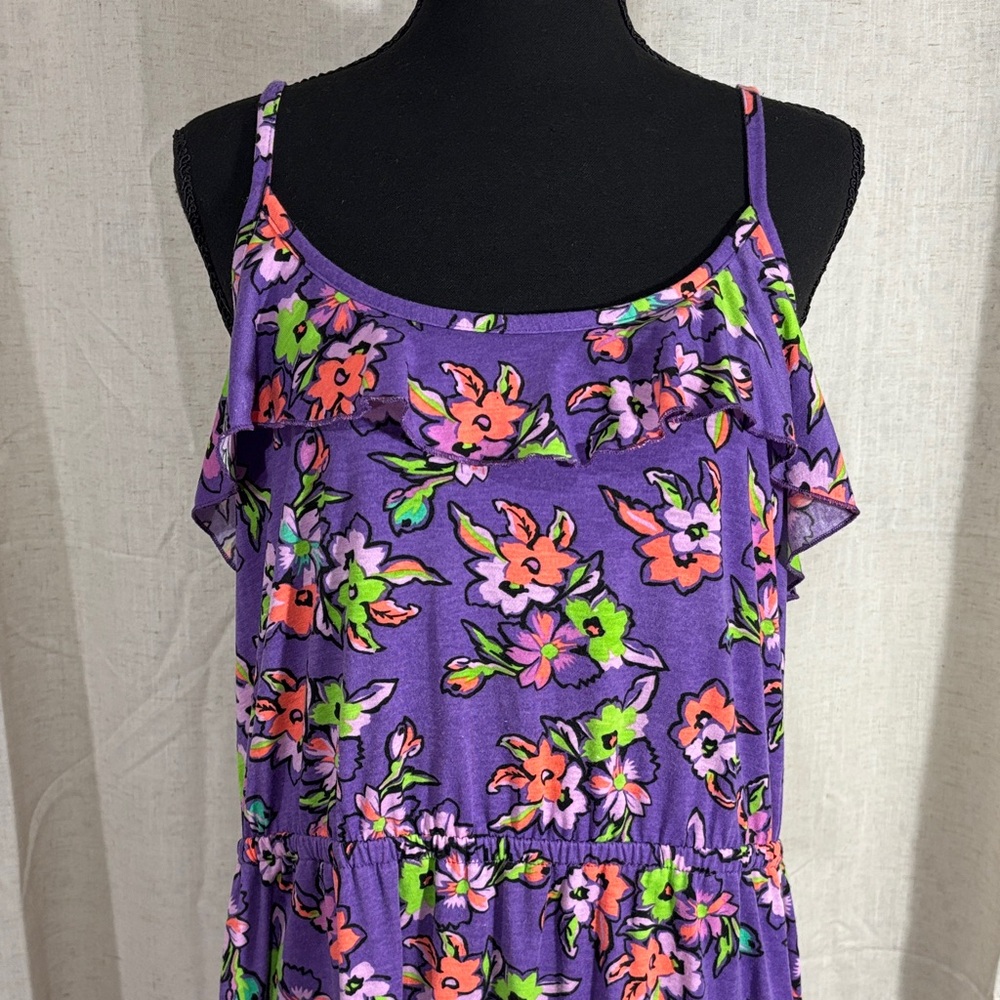 Route 66 Lavender Floral Spaghetti Strap Midi Dress